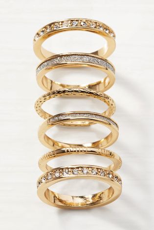 Gold Coloured Glitter Ring Pack